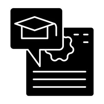 Diploma solid icon. Certificate and graduate hat vector illustration isolated on Illustrazione stock