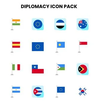 Diplomacy Flat Bundle Icons Pack Stock Illustration