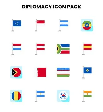 Diplomacy Flat Vector Icons Pack Stock Illustration