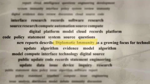 Diplomatic Immunity Highlighted Text - International Policy Research Stock Footage 346332188