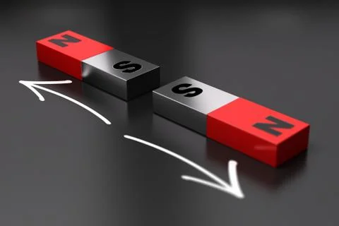 Dipole Magnet principle, Repel Stock Illustration