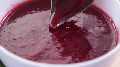 Dipping Raspberry Sauce Video stock 130444246