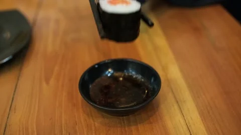 Dipping Sushi 2 Stock Footage 340338800