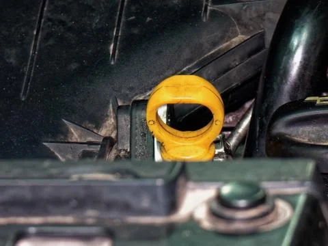 Dipstick for checking engine oil level 스톡 사진