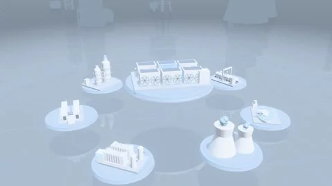 Direct Air Capture Fan Wall Above Carbon Storage And Algae Platforms In A Stock Footage 344106478