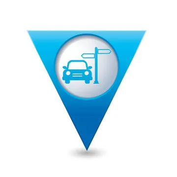 Direct car BLUE triangular map pointer Stock Illustration