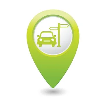 Direct car GREEN map pointer Stock Illustration