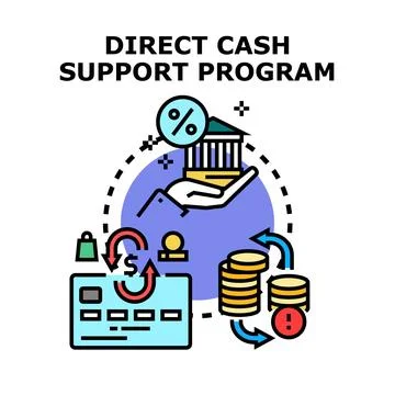Direct cash support program providing financial assistance Stock Illustration