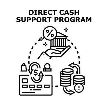 Direct cash support program providing financial assistance Stock Illustration