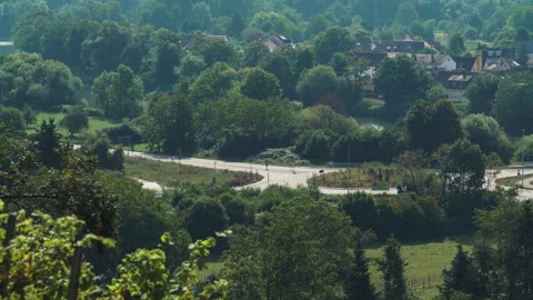 Direct comparison of flooded river in Germany - cut in the middle Stock Footage 285442566