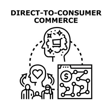 Direct to consumer commerce model diagramming marketing strategy Illustrazione stock