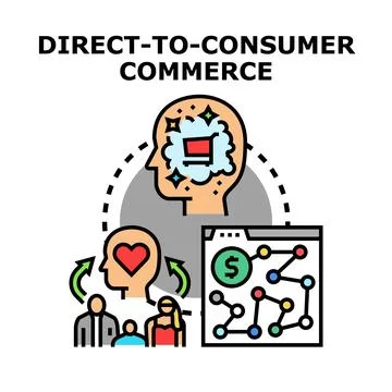 Direct to consumer commerce model diagramming marketing strategy Stock Illustration