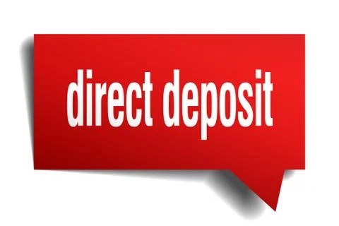 Direct deposit red 3d speech bubble Stock Illustration