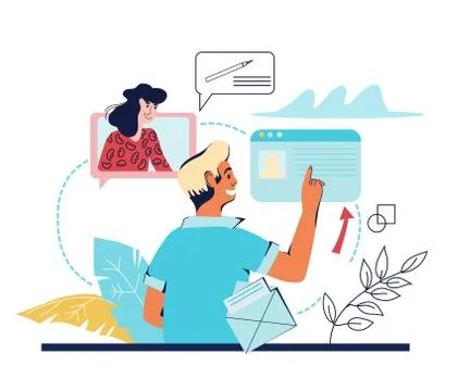 Direct digital marketing, e-mail advertising, mail service computer technolog Stock Illustration