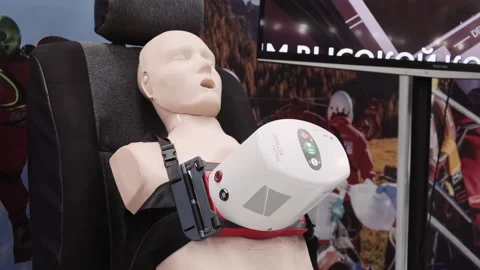 Direct heart massage device. First aid to injured people.  Stock Footage 145079687