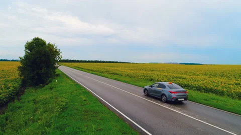 A direct highway through which a car (taxi) rides Video stock 119504942
