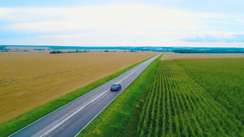 A direct highway through which a car (taxi) rides Stock Footage 119530629