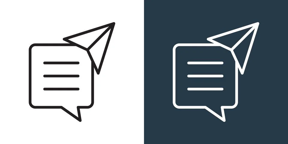 Direct message icon in flat style. Paper airplane notification vector illus.. Stock Illustration