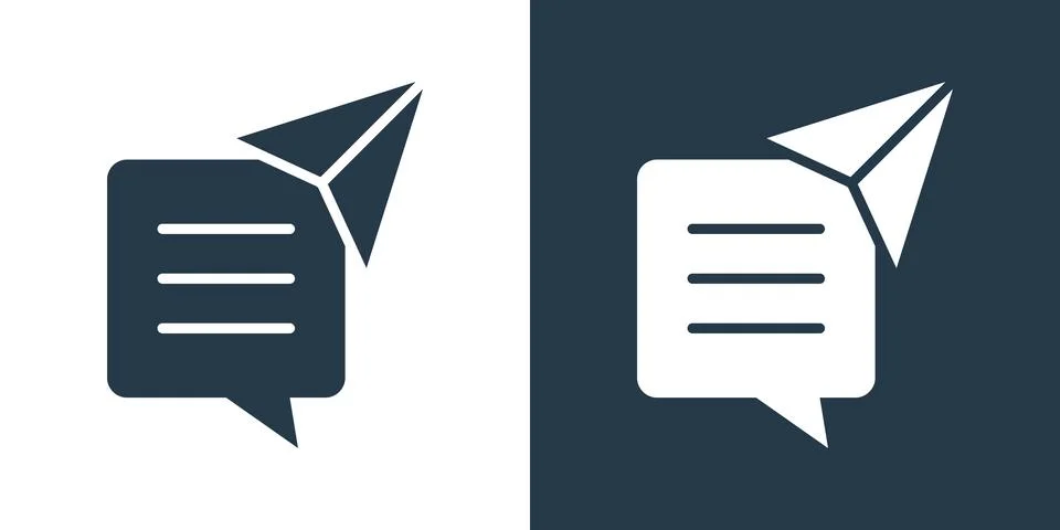 Direct message icon in flat style. Paper airplane notification vector illus.. Stock Illustration