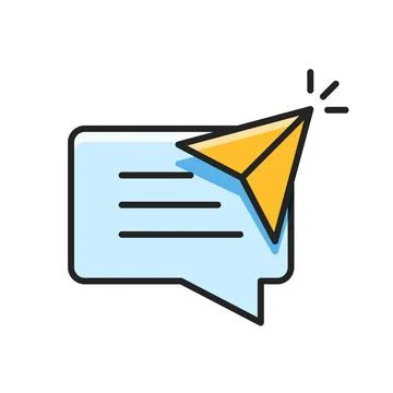 Direct message icon in flat style. Paper airplane notification vector illus.. Stock Illustration