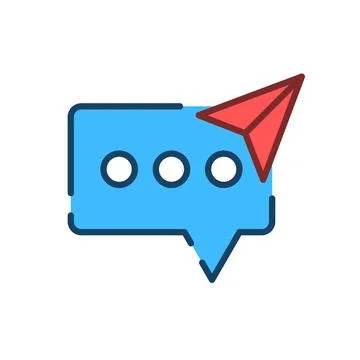 Direct message icon in flat style. Paper airplane notification vector illus.. Stock Illustration