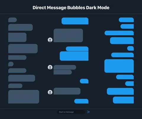 Direct Messages Bubbles Dark Mode Stock Illustration