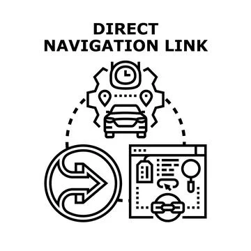 Direct navigation link optimizing route finding and web browsing Stock Illustration