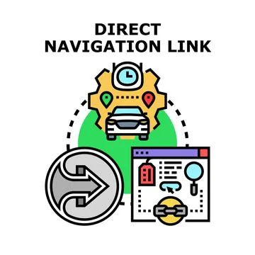Direct navigation link optimizing route finding and web browsing Stock Illustration