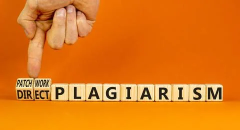 Direct or patchwork plagiarism symbol. Concept words Direct plagiarism Patchw 스톡 사진
