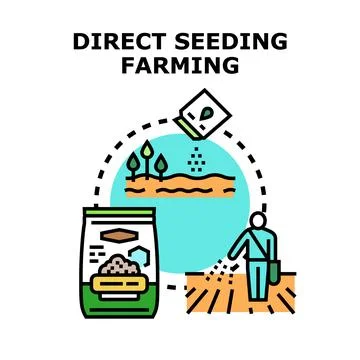 Direct seeding farming planting process field agriculture Stock Illustration