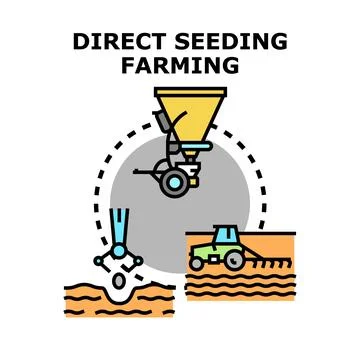 Direct seeding farming process concept icon Stock Illustration