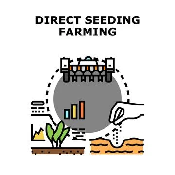 Direct seeding farming process illustration saving resources Stock Illustration
