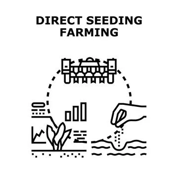 Direct seeding farming process illustration saving resources Stock Illustration