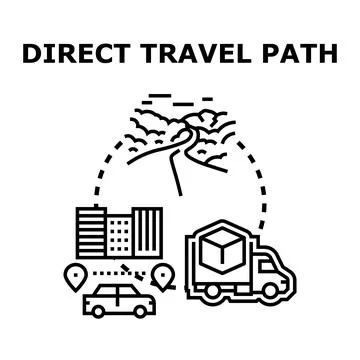Direct travel path choosing efficient transportation service Illustration