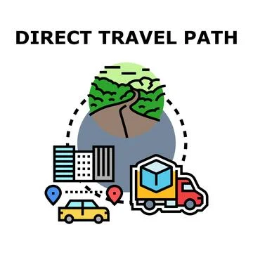 Direct travel path choosing efficient transportation service Stock Illustration