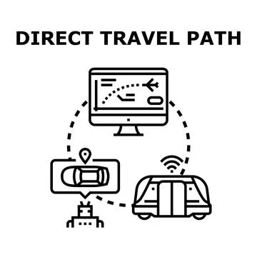 Direct travel path digital navigation journey planning 스톡 일러스트