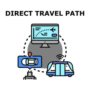 Direct travel path digital navigation journey planning Stock Illustration