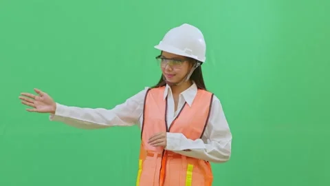Directing Project Traffic Hand Signals for Machinery Female Worker Stock Footage 331863924
