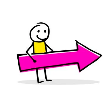 Directing vector image with stick figure. Modern illustration. 스톡 일러스트