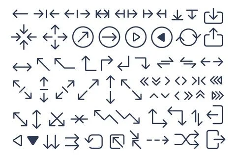 Direction and dimension arrows, pointer up and down, forward and backward line Stock Illustration