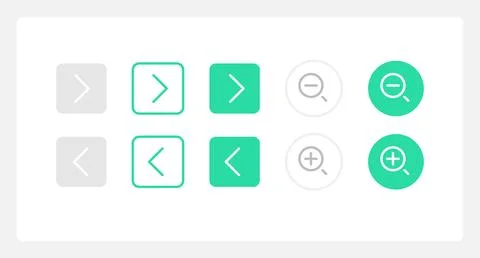 Direction and zoom buttons UI elements kit Stock Illustration
