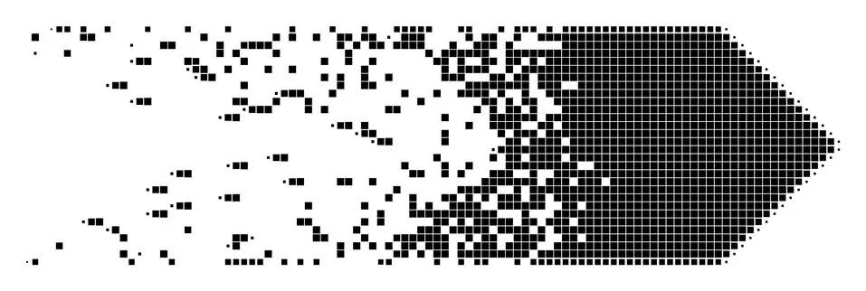 Direction Arrow Destructed Pixel Icon Stock Illustration
