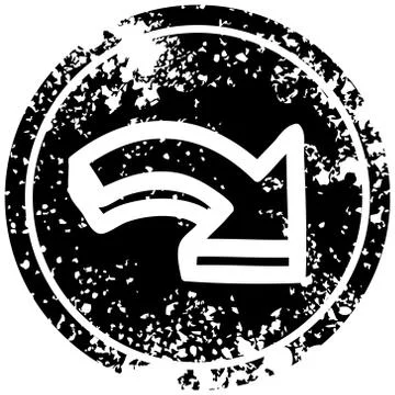 Direction arrow distressed icon Stock Illustration