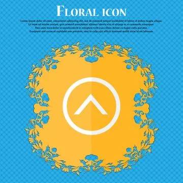 Direction arrow up . Floral flat design on a blue abstract background with pl イラスト素材