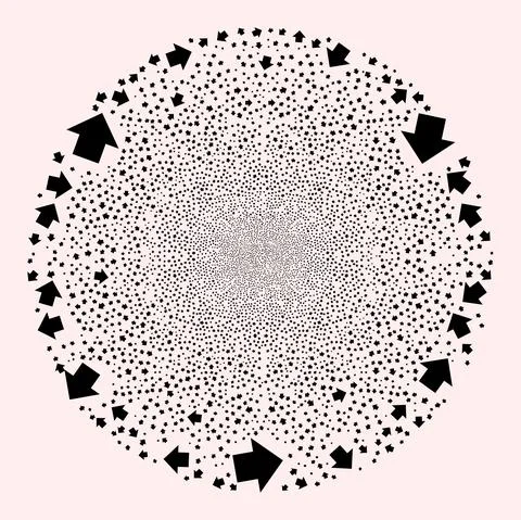 Direction Arrow Icon Mosaic Exploding Spheric Cluster Stock Illustration