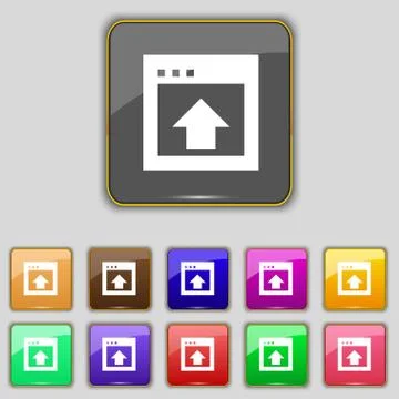 Direction arrow up icon sign. Set with eleven colored buttons for your site.  스톡 일러스트