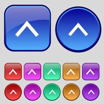 Direction arrow up icon sign. A set of twelve vintage buttons for your design 스톡 일러스트