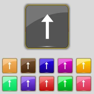Direction arrow up icon sign. Set with eleven colored buttons for your site.  스톡 일러스트