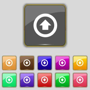 Direction arrow up icon sign. Set with eleven colored buttons for your site.  스톡 일러스트
