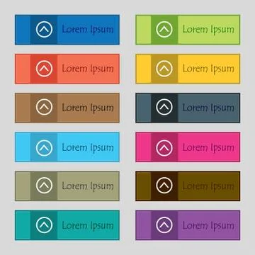 Direction arrow up  icon sign. Set of twelve rectangular, colorful, beautiful イラスト素材